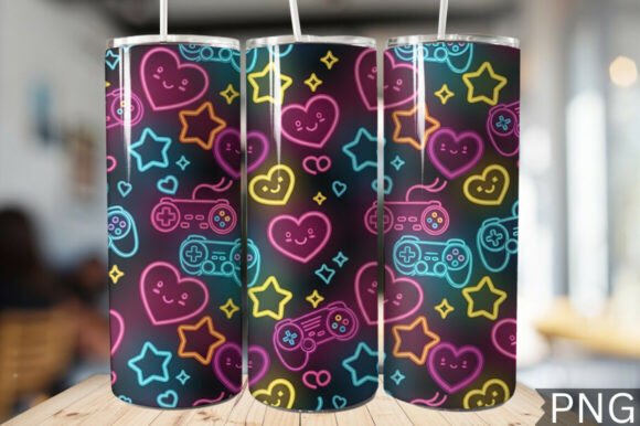 Download Gamer Girl Neon Tech Tumbler Wrap PNG - Premium Bundle