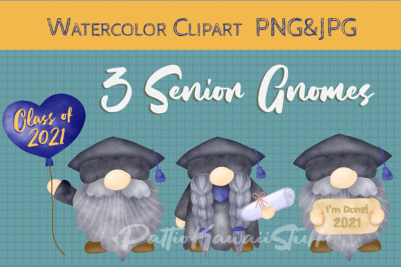 Download Watercolor Senior Gnomes Graduation 2021 - 2021 Collection