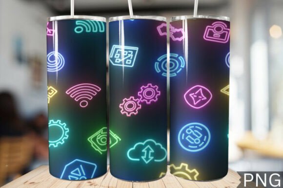 Download Gamer Girl Neon Tech Tumbler Wrap PNG - Neon tech Collection