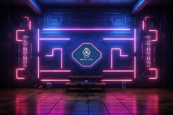 Download Neon Tech Board Logo Mockup - Neon tech Collection
