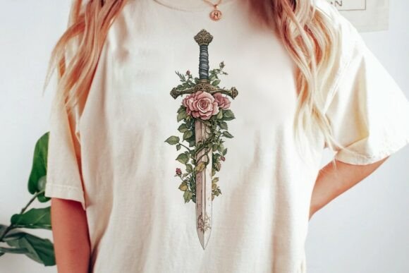 Download Sword with Roses Gothic Fantasy Art Png - Fantasy Collection