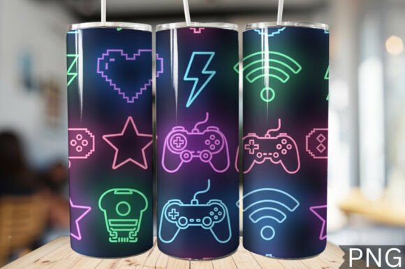 Download Gamer Girl Neon Tech Tumbler Wrap PNG - Neon tech Collection