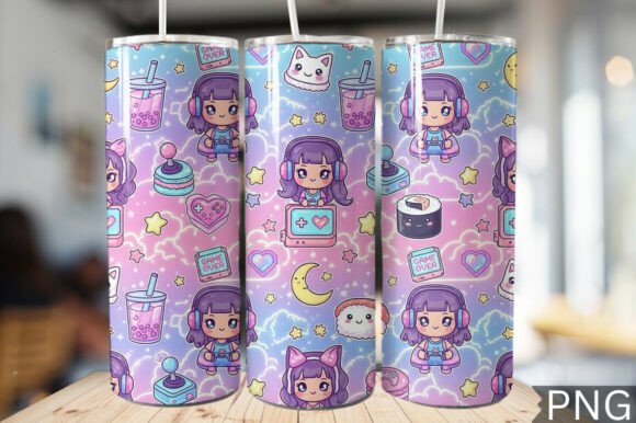 Download Gamer Girl Neon Tech Tumbler Wrap PNG - Neon tech Collection
