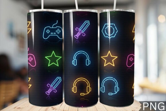 Download Gamer Girl Neon Tech Tumbler Wrap PNG - Neon tech Collection