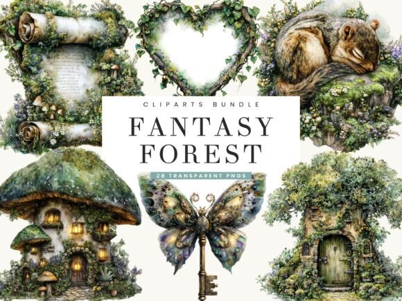 Download Watercolor Fantasy Garden Clipart - Fantasy Collection