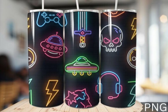 Download Gamer Girl Neon Tech Tumbler Wrap PNG - Neon tech Collection