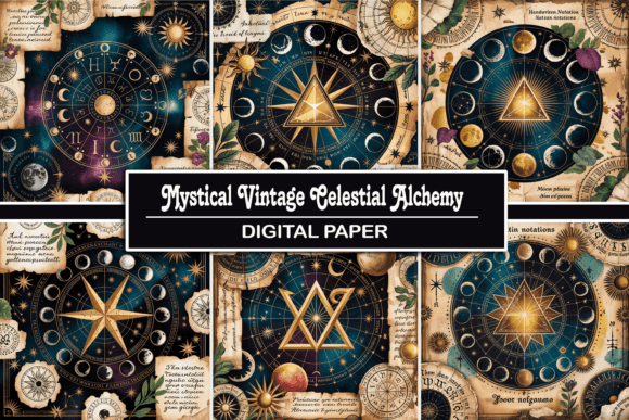 Download Mystical Vintage Celestial Alchemy Colla - Alchemy Collection